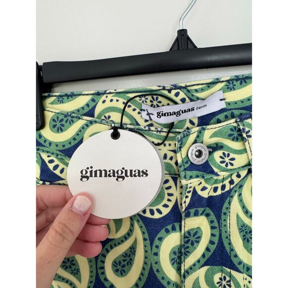 NWT Gimaguas Aletta Denim Jeans Yellow Paisley 36 XS - Picture 5 of 9